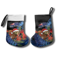Personalised New Zealand Christmas Stocking Santa Kiwi Bird With Pohutukawa Flowers - Polynesian Pride