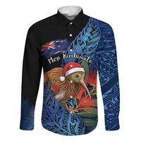 Personalised New Zealand Christmas Family Matching Summer Maxi Dress and Hawaiian Shirt Santa Kiwi Bird With Pohutukawa Flowers - Polynesian Pride