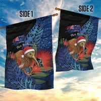 New Zealand Christmas Garden Flag Santa Kiwi Bird With Pohutukawa Flowers - Polynesian Pride
