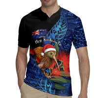Personalised New Zealand Christmas Rugby Jersey Santa Kiwi Bird With Pohutukawa Flowers - Polynesian Pride