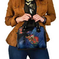 New Zealand Christmas Shoulder Handbag Santa Kiwi Bird With Pohutukawa Flowers - Polynesian Pride