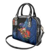 New Zealand Christmas Shoulder Handbag Santa Kiwi Bird With Pohutukawa Flowers - Polynesian Pride