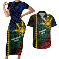 Personalised Philippines Christmas Couples Matching Short Sleeve Bodycon Dress and Hawaiian Shirt Xmas Tree Filipino Tribal Patterns - Polynesian Pride
