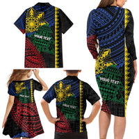 Personalised Philippines Christmas Family Matching Long Sleeve Bodycon Dress and Hawaiian Shirt Xmas Tree Filipino Tribal Patterns - Polynesian Pride