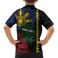 Personalised Philippines Christmas Family Matching Short Sleeve Bodycon Dress and Hawaiian Shirt Xmas Tree Filipino Tribal Patterns - Polynesian Pride