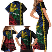 Personalised Philippines Christmas Family Matching Short Sleeve Bodycon Dress and Hawaiian Shirt Xmas Tree Filipino Tribal Patterns - Polynesian Pride