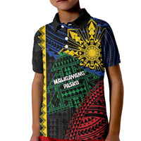 Personalised Philippines Christmas Kid Polo Shirt Xmas Tree Filipino Tribal Patterns DT05 Kid Black - Polynesian Pride
