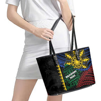 Philippines Christmas Leather Tote Bag Xmas Tree Filipino Tribal Patterns - Polynesian Pride
