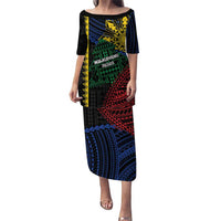 Personalised Philippines Christmas Puletasi Xmas Tree Filipino Tribal Patterns DT05 Long Dress Black - Polynesian Pride