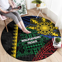 Philippines Christmas Round Carpet Xmas Tree Filipino Tribal Patterns - Polynesian Pride