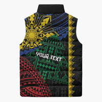 Personalised Philippines Christmas Sleeveless Puffer Jacket Xmas Tree Filipino Tribal Patterns - Polynesian Pride