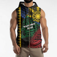 Personalised Philippines Christmas Sleeveless Zip Hoodie Xmas Tree Filipino Tribal Patterns - Polynesian Pride
