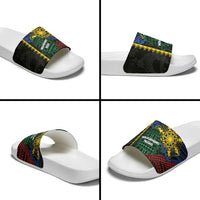 Philippines Christmas Slide Sandals Xmas Tree Filipino Tribal Patterns - Polynesian Pride