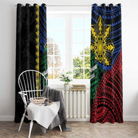 Philippines Christmas Window Curtain Xmas Tree Filipino Tribal Patterns - Polynesian Pride