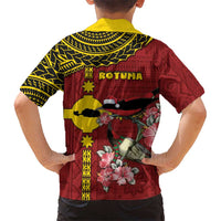 Rotuma Christmas Family Matching Long Sleeve Bodycon Dress and Hawaiian Shirt Rotuma Myzomela Birds With Hibiscus Flowers - Polynesian Pride