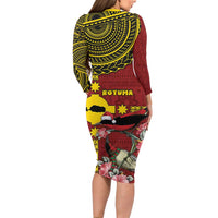 Rotuma Christmas Family Matching Long Sleeve Bodycon Dress and Hawaiian Shirt Rotuma Myzomela Birds With Hibiscus Flowers - Polynesian Pride