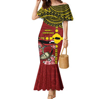Rotuma Christmas Family Matching Mermaid Dress and Hawaiian Shirt Rotuma Myzomela Birds With Hibiscus Flowers - Polynesian Pride