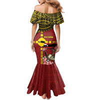 Rotuma Christmas Family Matching Mermaid Dress and Hawaiian Shirt Rotuma Myzomela Birds With Hibiscus Flowers - Polynesian Pride