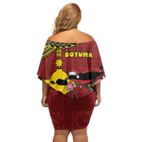 Rotuma Christmas Family Matching Off Shoulder Short Dress and Hawaiian Shirt Rotuma Myzomela Birds With Hibiscus Flowers - Polynesian Pride