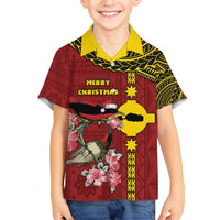 Rotuma Christmas Family Matching Short Sleeve Bodycon Dress and Hawaiian Shirt Rotuma Myzomela Birds With Hibiscus Flowers - Polynesian Pride