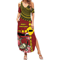 Rotuma Christmas Family Matching Summer Maxi Dress and Hawaiian Shirt Rotuma Myzomela Birds With Hibiscus Flowers - Polynesian Pride