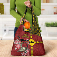 Rotuma Christmas Grocery Bag Rotuma Myzomela Birds With Hibiscus Flowers - Polynesian Pride