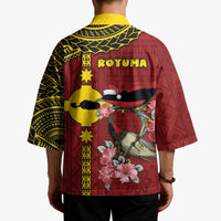Rotuma Christmas Kimono Rotuma Myzomela Birds With Hibiscus Flowers - Polynesian Pride