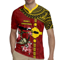 Rotuma Christmas Rugby Jersey Rotuma Myzomela Birds With Hibiscus Flowers - Polynesian Pride