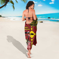 Rotuma Christmas Sarong Rotuma Myzomela Birds With Hibiscus Flowers - Polynesian Pride