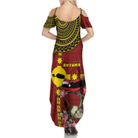 Rotuma Christmas Summer Maxi Dress Rotuma Myzomela Birds With Hibiscus Flowers - Polynesian Pride