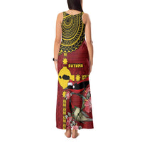 Rotuma Christmas Tank Maxi Dress Rotuma Myzomela Birds With Hibiscus Flowers - Polynesian Pride
