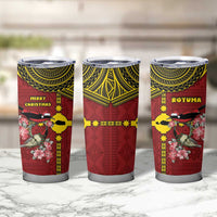 Rotuma Christmas Tumbler Cup Rotuma Myzomela Birds With Hibiscus Flowers - Polynesian Pride