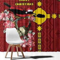 Rotuma Christmas Window Curtain Rotuma Myzomela Birds With Hibiscus Flowers - Polynesian Pride