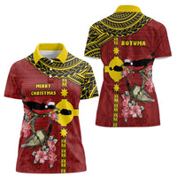 Rotuma Christmas Women Polo Shirt Rotuma Myzomela Birds With Hibiscus Flowers - Polynesian Pride