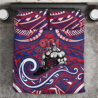 Samoa Gym Bedding Set Muscle Samoan Tribal Waves DT05 Navy - Polynesian Pride