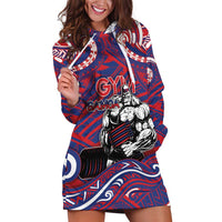 Personalised Samoa Gym Hoodie Dress Muscle Samoan Tribal Waves - Polynesian Pride