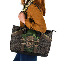 Hawaii Tiki Pirates Leather Tote Bag Kakau Pattern Polynesian Style