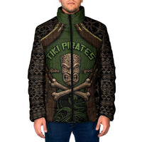 Personalised Hawaii Tiki Pirates Padded Jacket Kakau Pattern Polynesian Style