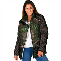 Personalised Hawaii Tiki Pirates Padded Jacket Kakau Pattern Polynesian Style