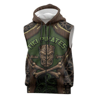 Personalised Hawaii Tiki Pirates Sleeveless Zip Hoodie Kakau Pattern Polynesian Style