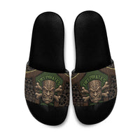 Hawaii Tiki Pirates Slide Sandals Kakau Pattern Polynesian Style