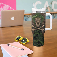 Personalised Hawaii Tiki Pirates Tumbler With Handle Kakau Pattern Polynesian Style