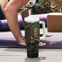 Personalised Hawaii Tiki Pirates Tumbler With Handle Kakau Pattern Polynesian Style