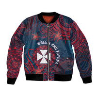 Personalised Wallis And Futuna Bomber Jacket Hibiscus Polynesian Tribal Pattern