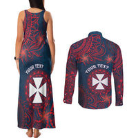 Personalised Wallis And Futuna Couples Matching Tank Maxi Dress and Long Sleeve Button Shirt Hibiscus Polynesian Tribal Pattern