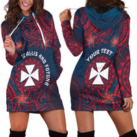 Personalised Wallis And Futuna Hoodie Dress Hibiscus Polynesian Tribal Pattern
