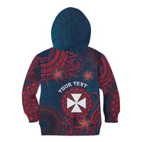 Personalised Wallis And Futuna Kid Hoodie Hibiscus Polynesian Tribal Pattern