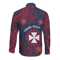 Personalised Wallis And Futuna Long Sleeve Button Shirt Hibiscus Polynesian Tribal Pattern