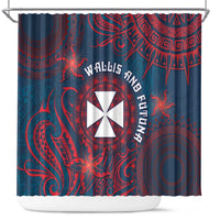 Wallis And Futuna Shower Curtain Hibiscus Polynesian Tribal Pattern