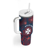 Personalised Wallis And Futuna Tumbler With Handle Hibiscus Polynesian Tribal Pattern